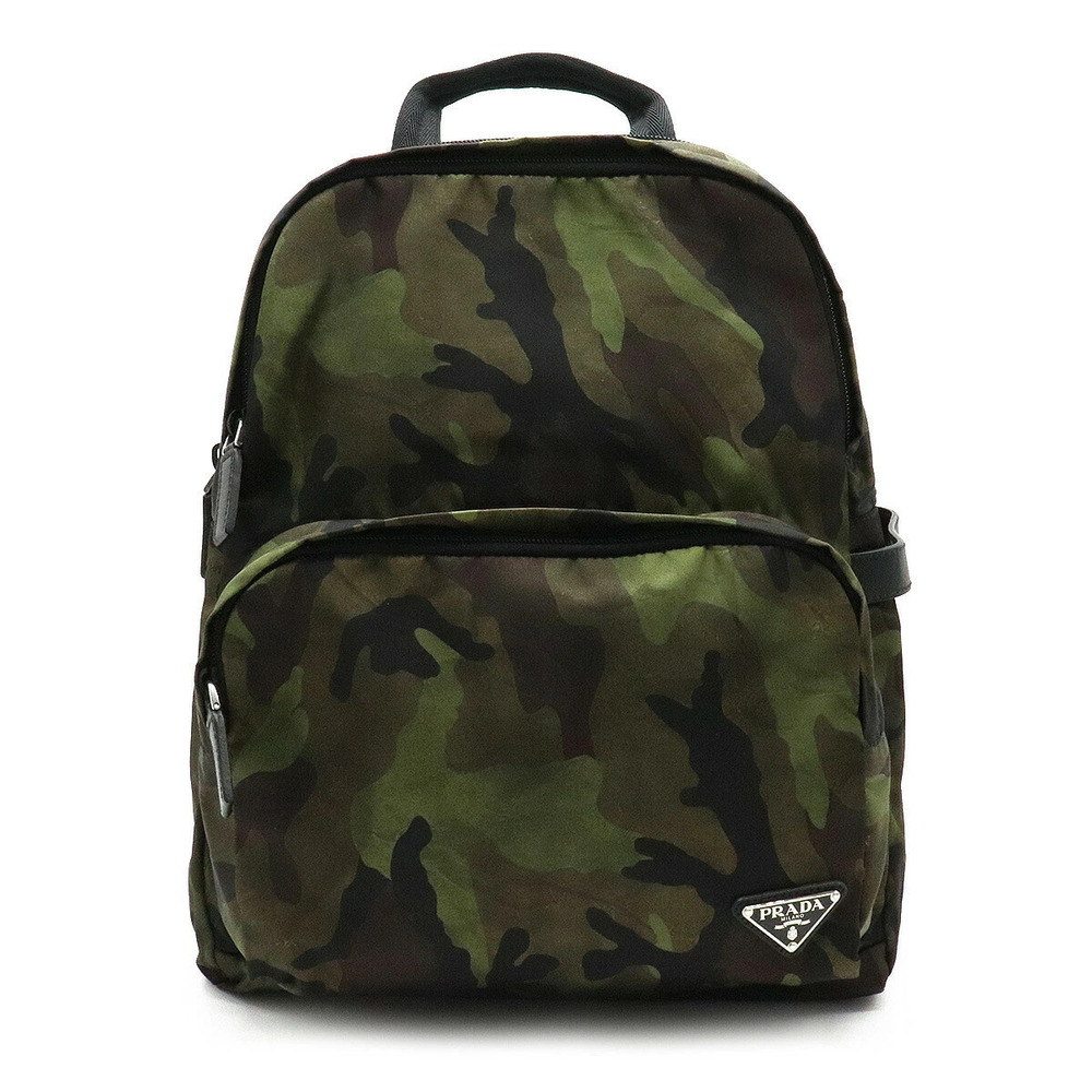 Prada Backpack Camouflage Leather Black Khaki Green